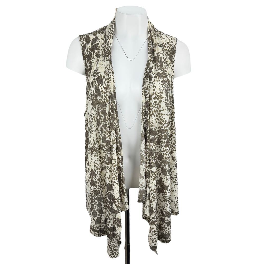 CHICO'S Easywear Sleeveless Waterfall Cover Up Sz XL Leaf Print